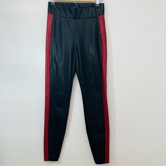 Zara Faux Leather Pants Woman Small Black Leggings  Ankle Zip Moto Gothic Boho - Picture 1 of 13